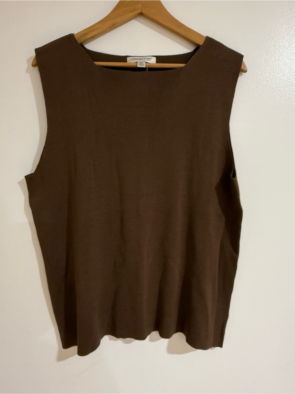 NWT Coldwater Creek Brown Silk & Cotton Sweater Knit Shell Top 2X